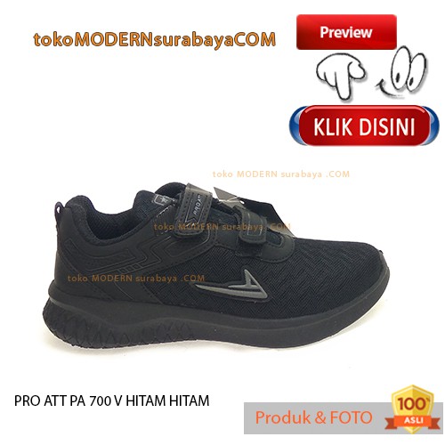 PRO ATT PA 700 V HITAM HITAM sepatu anak sneakers velcro