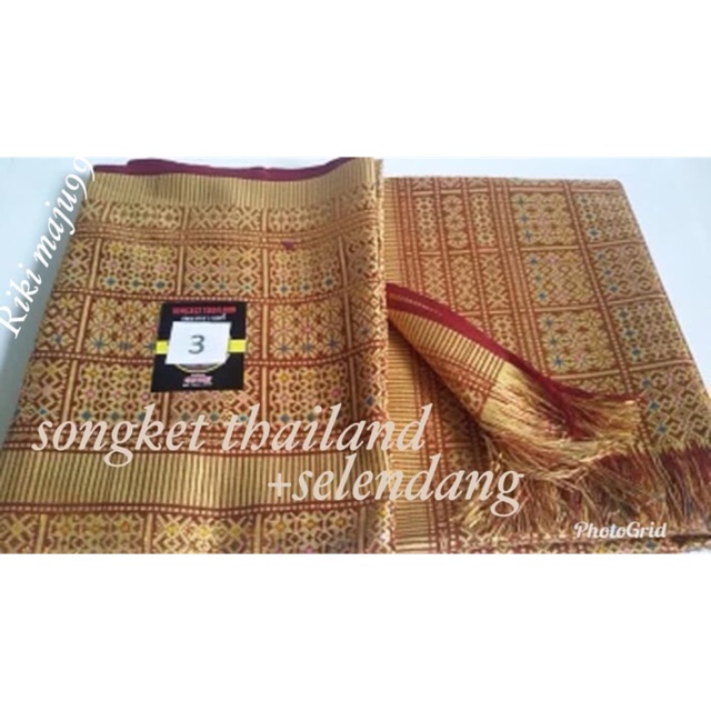 kain songket thailand selendang / kain songket potong + selendang