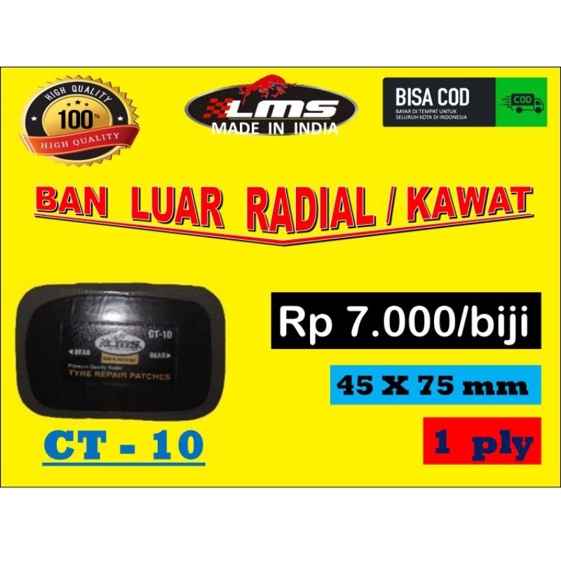CT 10,LMS the bestpatch tire repair,tambal tanpa bakar,tambal tip top,tambal ban dingin,LMS,tambal t