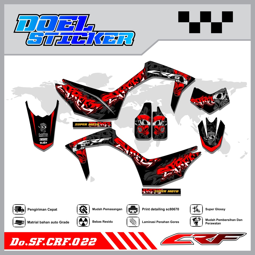 Sticker Striping Semifull CRF 150L List Variasi Hologram Pelangi,Crome Doel  022