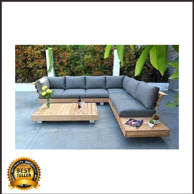 KURSI TAMU SOFA KURSI SUDUT SOFA BENTUK L UKURUAN 150CM X 220CM KAYU JATI