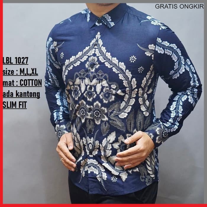 KEMEJA PRIA BATIK LENGAN PANJANG HEM BAHAN KATUN HALUS 40S LBL 1027 BAJU MODERN MEWAH SLIMFIT SLIM FIT BY PENDEK JAKARTA PLATINUM