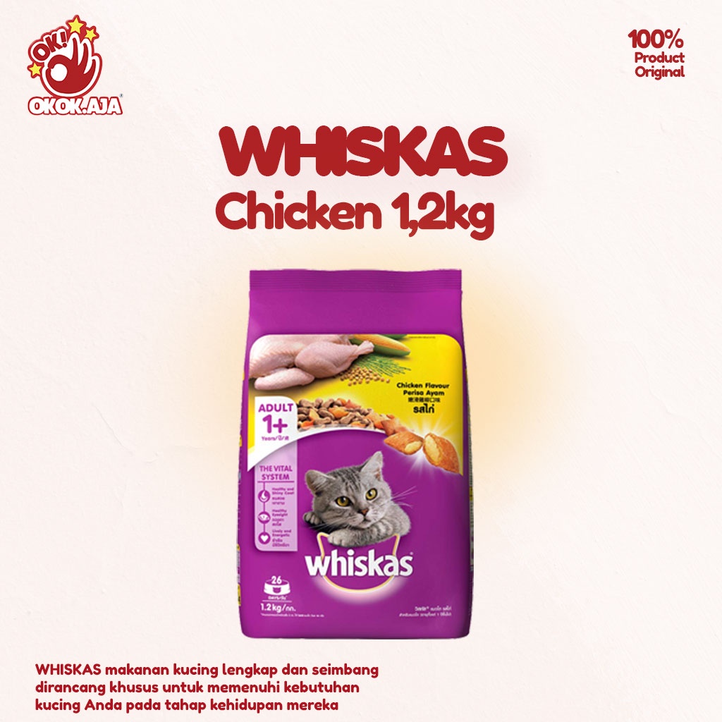 Makanan kucing kering merk WHISKAS 1,2kg