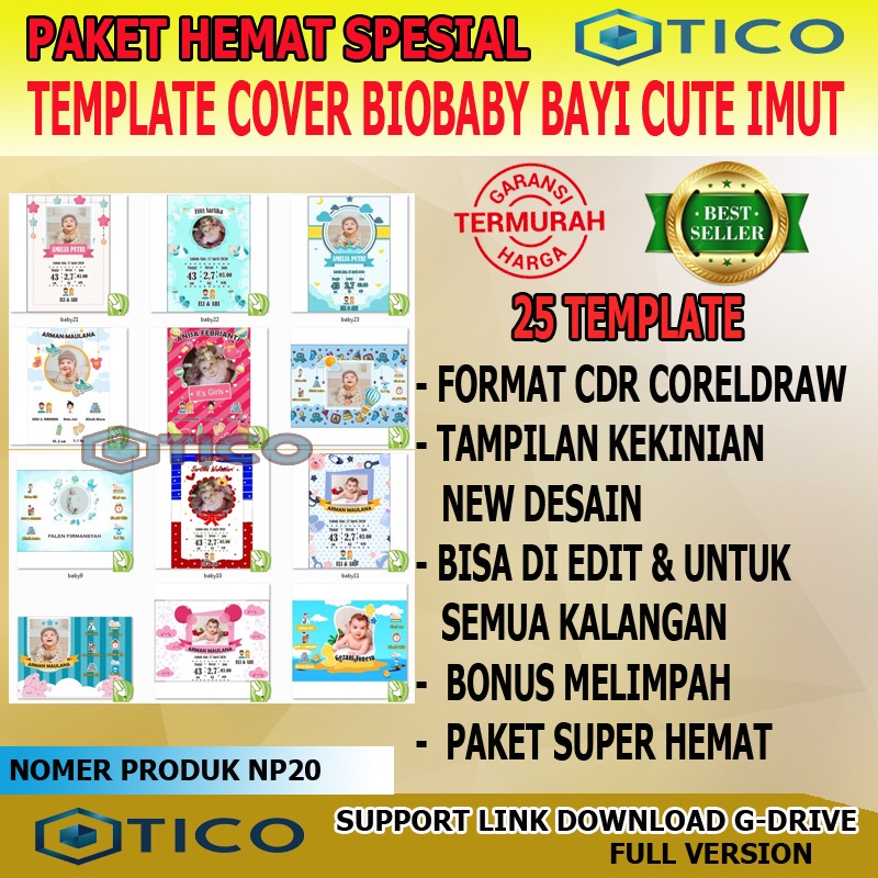 Paket Template Cover Baby Bayi Lucu Terkini Kekinian Format CDR Usaha Percetakan Multimedia Termurah Terlaris NP20