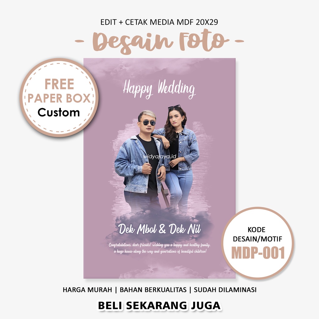 Desain Foto + Cetak Foto Papan Mdf Gratis Box Custom Hadiah Wisuda, Kado Ulang Tahun, Kado Pernikaha