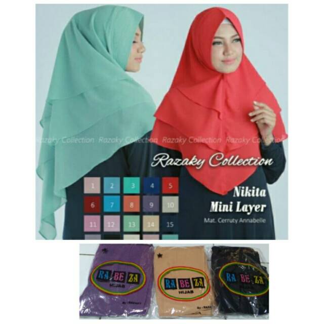 Khimar razaky / khimar rabeza / khimar nikita mini layer ori razaky hijab / khimar pinguin /