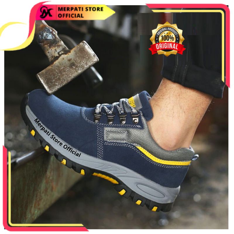 Merpati Store - Sepatu Safety Pria Original Safety Shoes Sport Kerja Proyek Lapangan Ujung Besi