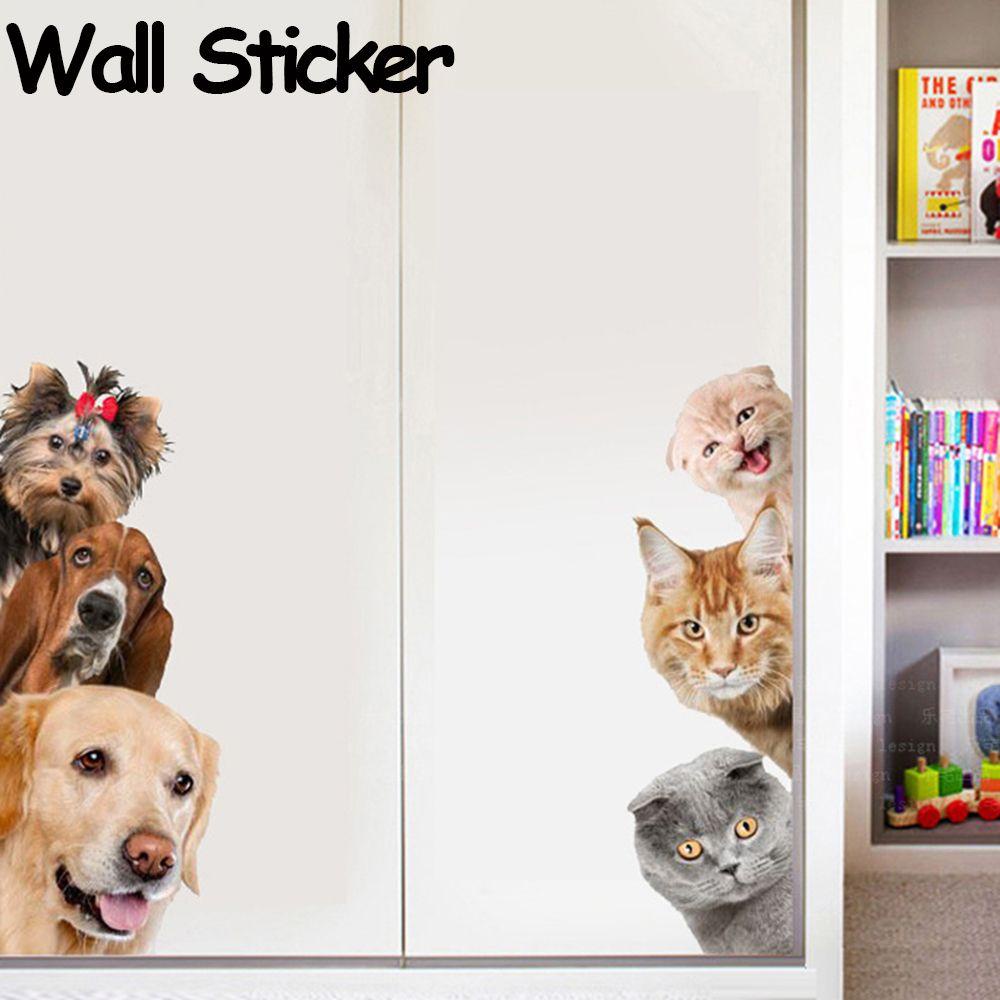 Solighter 1PCS Stiker Dinding Cat Wall Art Dekorasi Pintu Kulkas Hiasan Wallpaper
