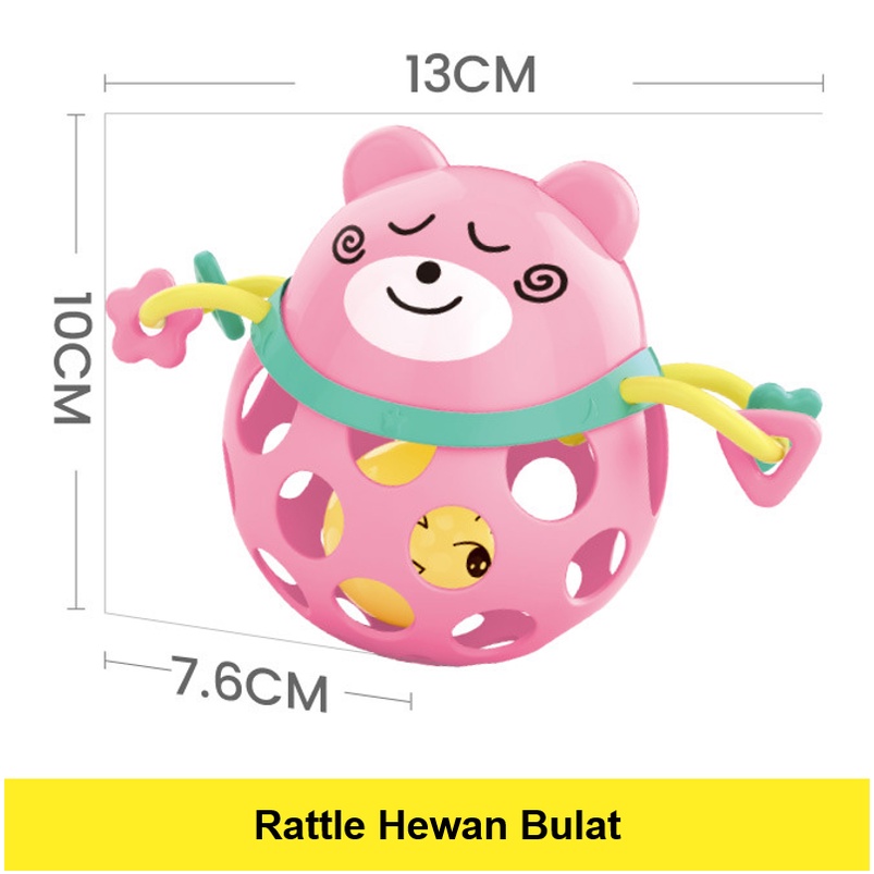 LIGERA Mainan Kerincingan Bayi | Teether Rattle Stick / Bola | Gigitan bayi karet kartun BPA Free