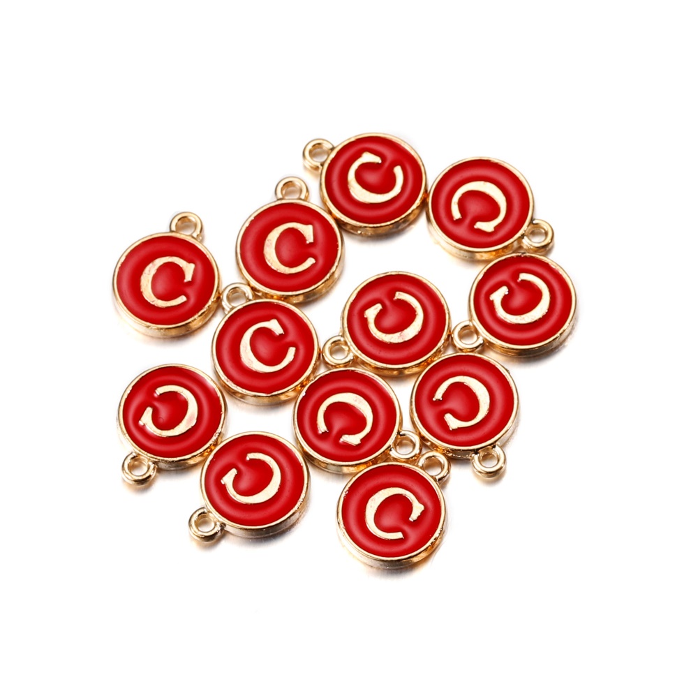 1pc Liontin Huruf Warna Putih Ukuran 12mm Untuk Membuat Perhiasan Kalung Gelang