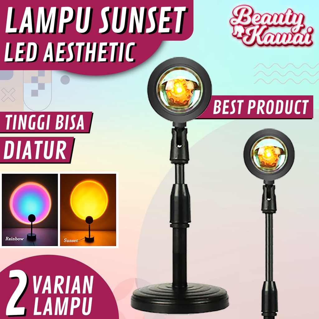 Lampu Sunset LED Aesthetic Kamar Rainbow USB Plug