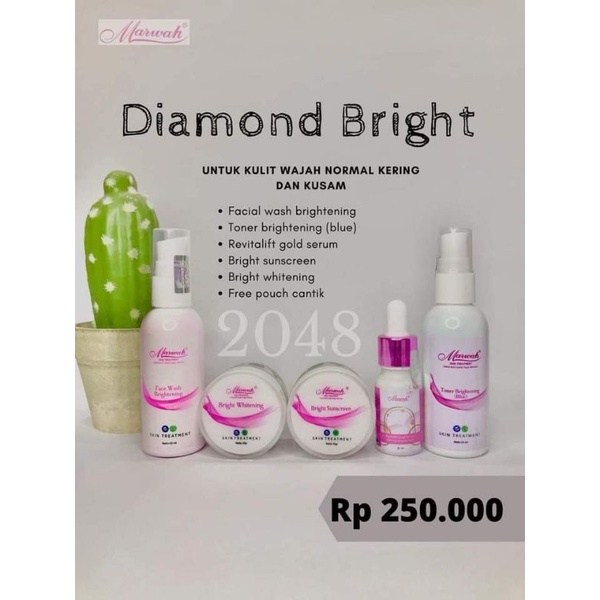 Marwah DIAMOND BRIGHT solusi untuk wajah normal kering dan kusam - paket marwah skincare