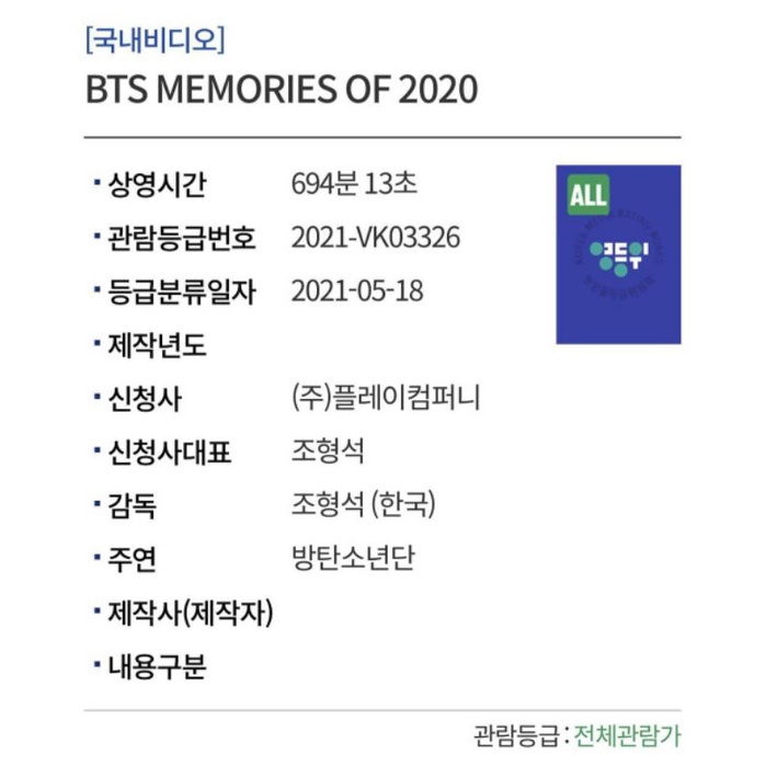 BOOKING SLOT BTS MEMORIES 2020