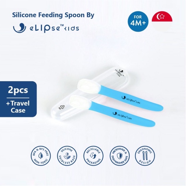 Elipse Kids Silicone Feeding Spoons with Travel Case - Sendok makan anak
