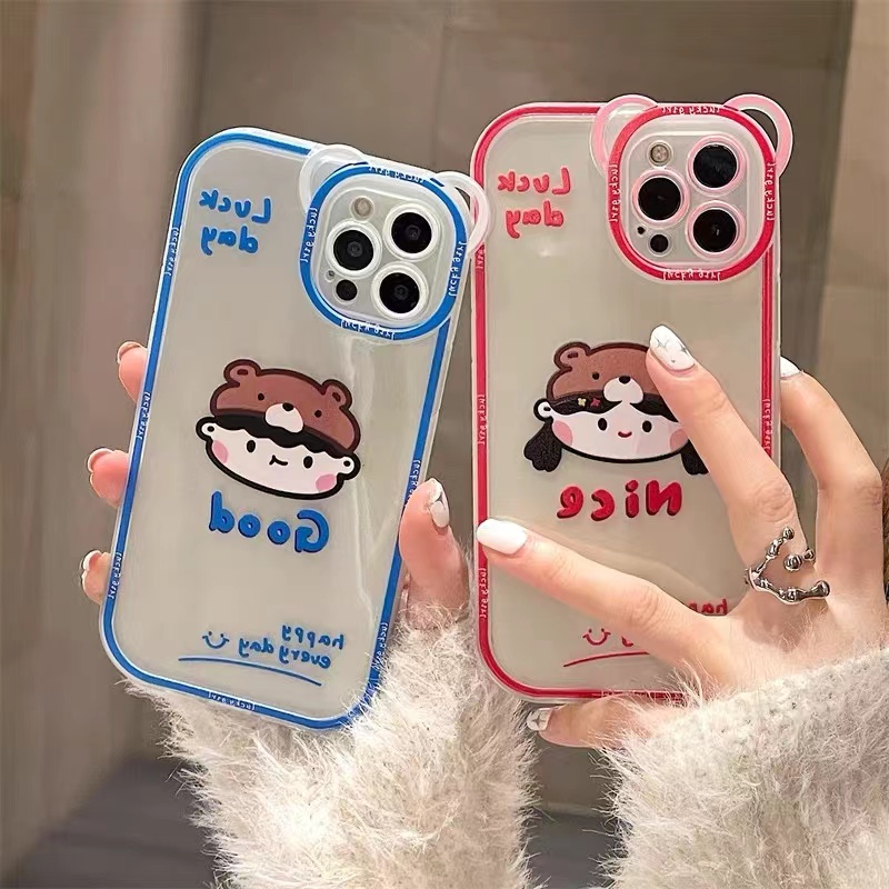 Soft Case Silikon TPU Transparan Motif Anak Laki-Laki / Perempuan Untuk IPhone 11 12 13 Pro X XR XS Max 6 6S 7 8 Plus