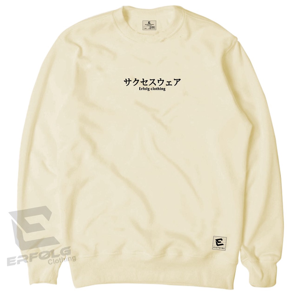 Crewneck Cream Pria Sweater Oblong Original Erfolg Clothing Distro Lokal Crowneck Pria Bahan Fleece Tebal Premium Crawneck Cowok Cewek Keren Motif Kekinian 2022 Switer Crewneck Couple Pasangan Oversize Jumbo Murah Basic Gaya Authentik Fhasion Bandung