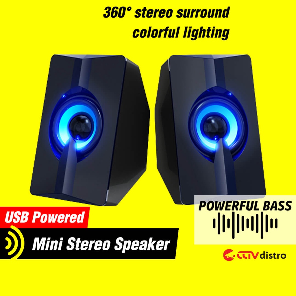 A12 Speaker USB Aktif Mini Speker Sound Spiker Laptop PC Komputer TV Bass RGB Gaming Active Portabel