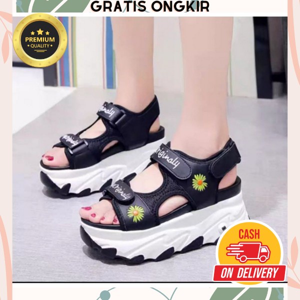 Sandal Ibu Kondangan Pesta Shandal Wedges Terbaru 2023 Wijes Remaja Casual Sendal Wanita Cantik Jinj