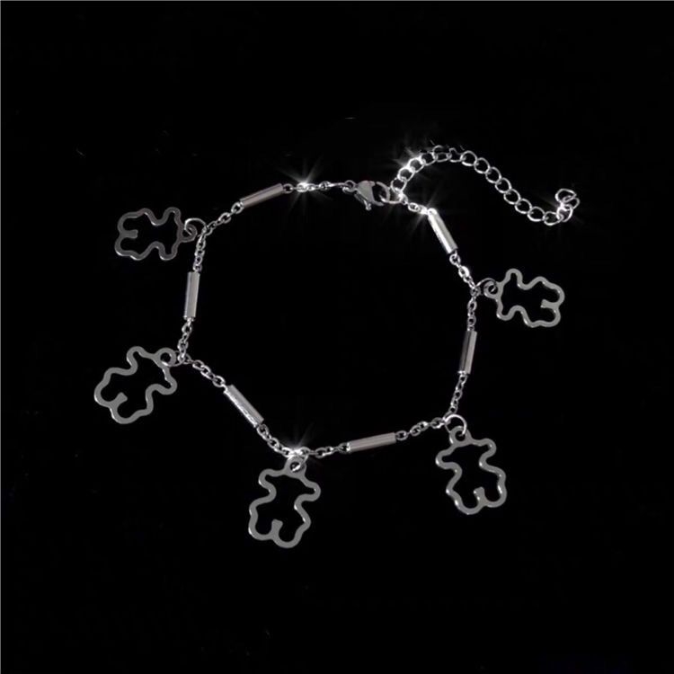 Gelang Bentuk Beruang Bahan Stainless Steel Model Hollow Gaya Retro