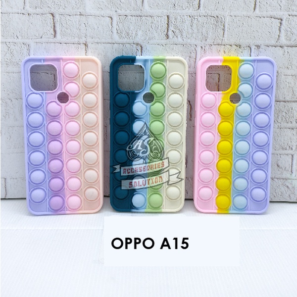 SILICONE CASE POP IT OPPO A83 - CASE PENGHILANG STRESS PUSH IT BUBBLE CASE RAINBOW