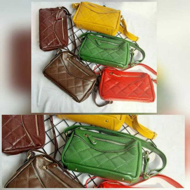 (Bisa cod) tas selempang kulit garut model variasi dadu