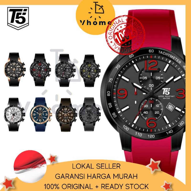 VHOME - JAM PRIA T5 ORIGINAL 100% 3450 H3450 H3450G CHRONOGRAPH WATERPROOF 3ATM BERGARANSI FREE BOX+