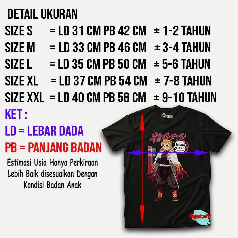 Baju Anak / Kaos Anak T Shirt Kids Anime Demon Slayer Kimetsu No Yaiba Kyoujurou Rengoku