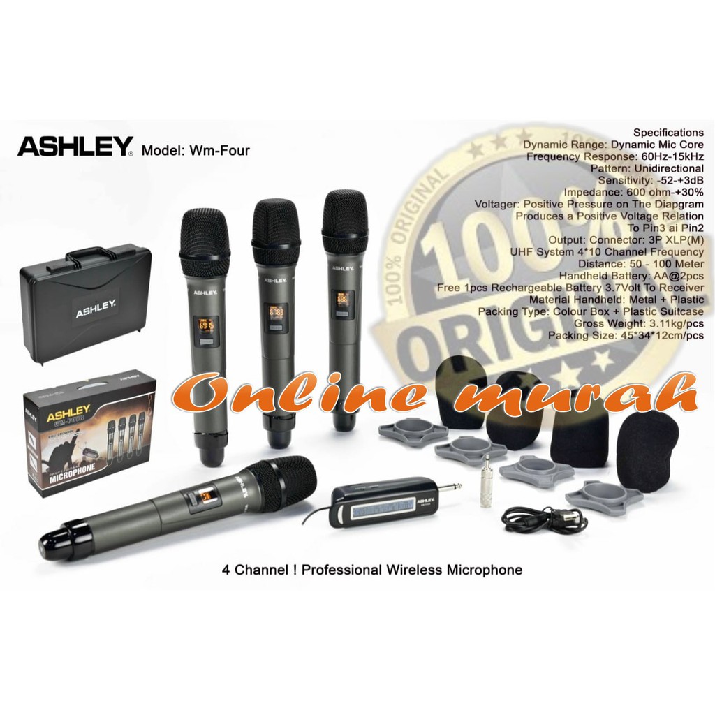 Microphone Wireless Ashley WM Four Original 4 Microphone ASHLEY WMFOUR
