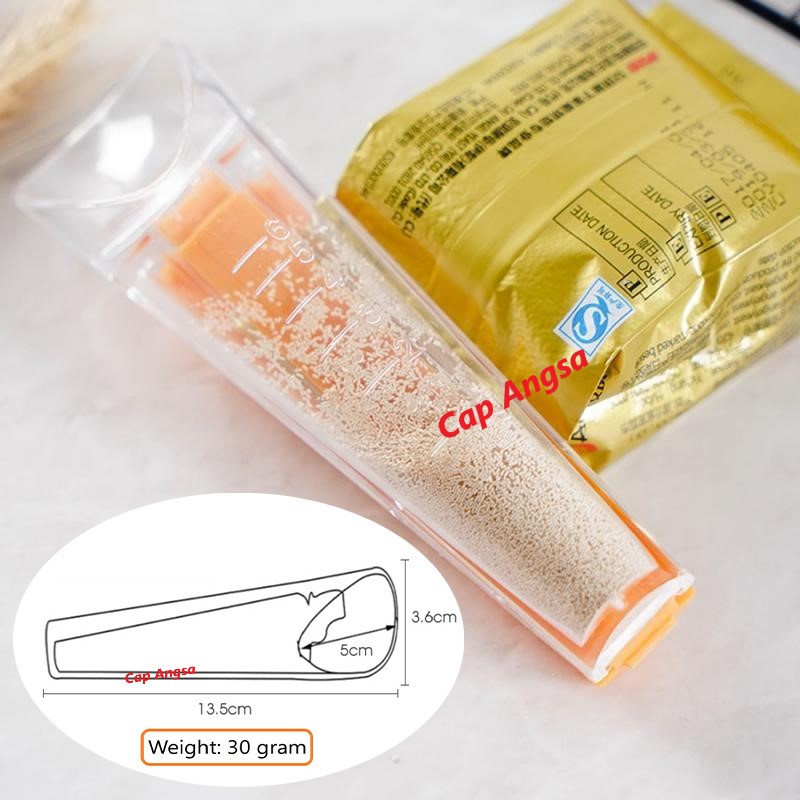 YEAST MEASURING CUP TOOLS WITH SEALING CLIP ALAT UKUR RAGI TEMPE ROTI TAPE 2in1 KLIP JEPITAN PENJEPIT PLASTIK