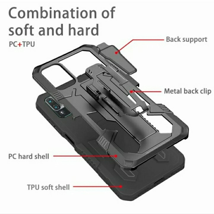 Vivo Y15S Y21 / Y21S 2021 Y33S V25 2022 V21 4G 5G V20 SE V19 V17 Pro Y51 Y53s Y51A S1 Pro Hard Case Robot i-Crystal With Belt Clip