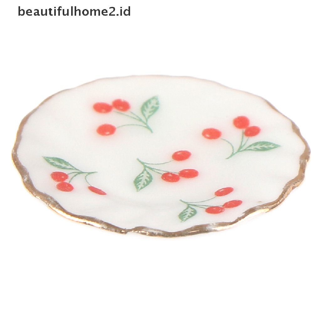 (Beautifulhome2.Id) 4pcs / Set Mainan Miniatur Piring Cherry Skala 1: 12 Untuk Aksesoris Rumah Boneka