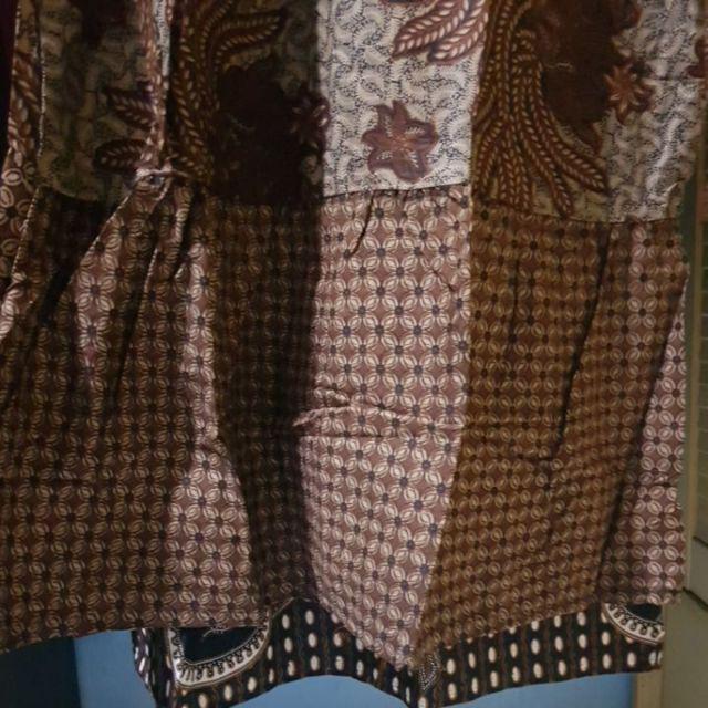 Couple Gamis Sogan 2477 Padi Kombinasi Batik Modern Long Dress Terusan Seragam Pesta