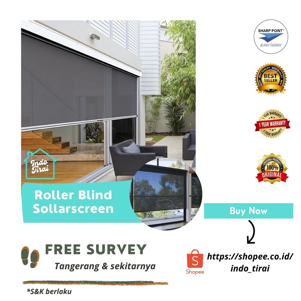 Jual ROLLER BLIND Chain XL Indoor Outdoor Terlaris Bergaransi Murah