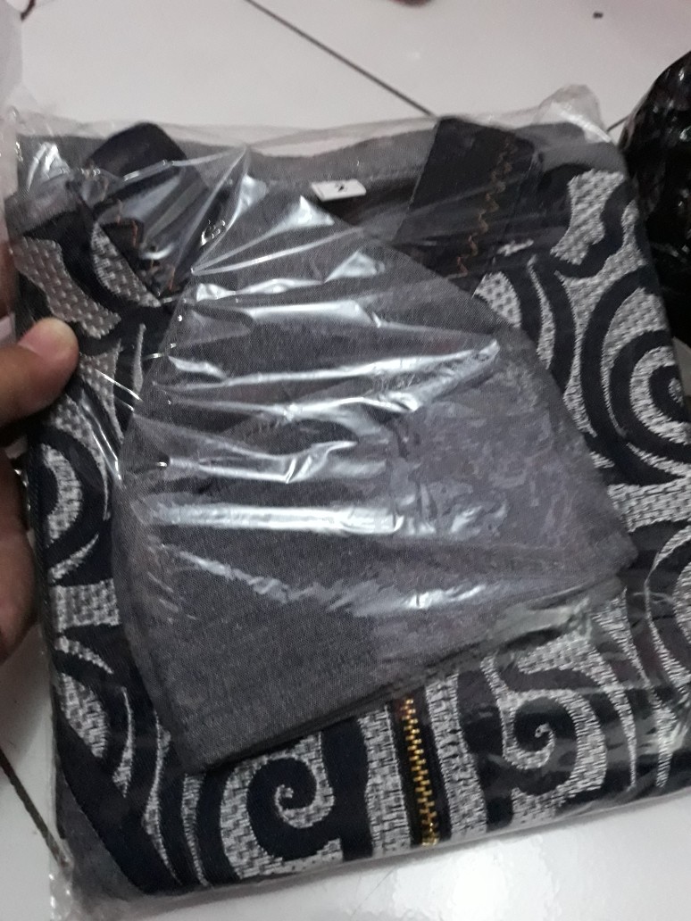 Koko Couple Ayah Anak Navy Abu Batik