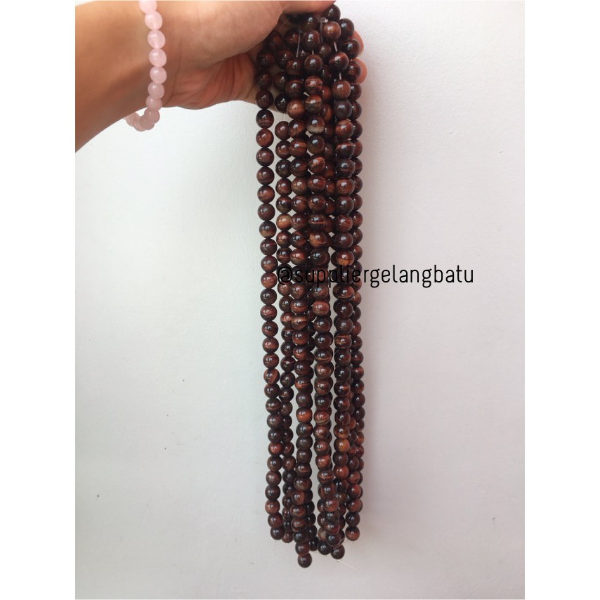 bahan craft blackred 12mm tiger eye merah akik biduri sepah fosil kayu merah gelap supplier fashion