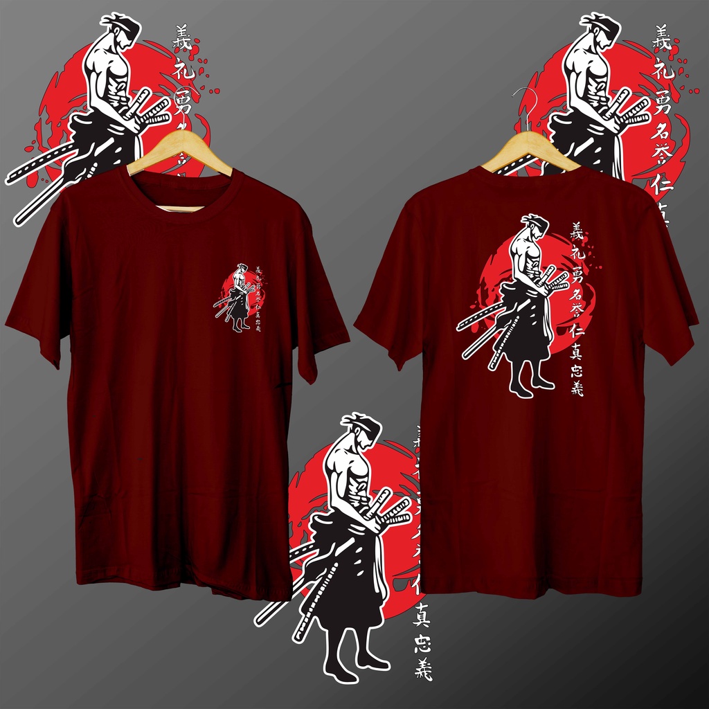 KAOS DISTRO PRIA&quot;ZORO X SAMURAI&quot;cotton combed /kaos lengan pendek/kaos terbaru