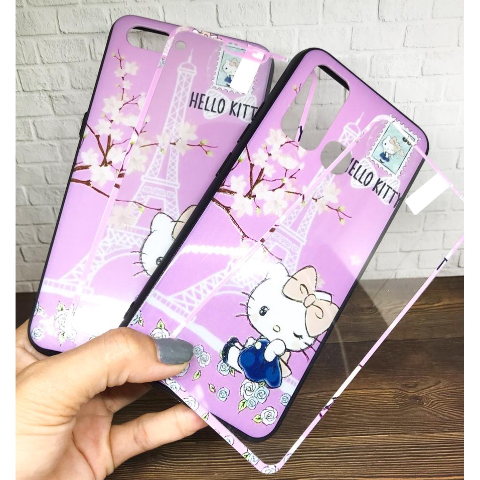 Softcase + Tempered Glass karakter Oppo A31/Neo 5,A33,A53 2020,A3s,C1,A5s,A7,A12,A11k,Realme 2 Pro,U1,U2, 5/5s/5i/C3, 7i, C17, C15, Vivo Y11 Y12 Y15 Y17, Y30 ,Y30i,Y50, Xiaomi Redmi 8A,9/Prime,Note 9,Note 9 Pro HCTG 25