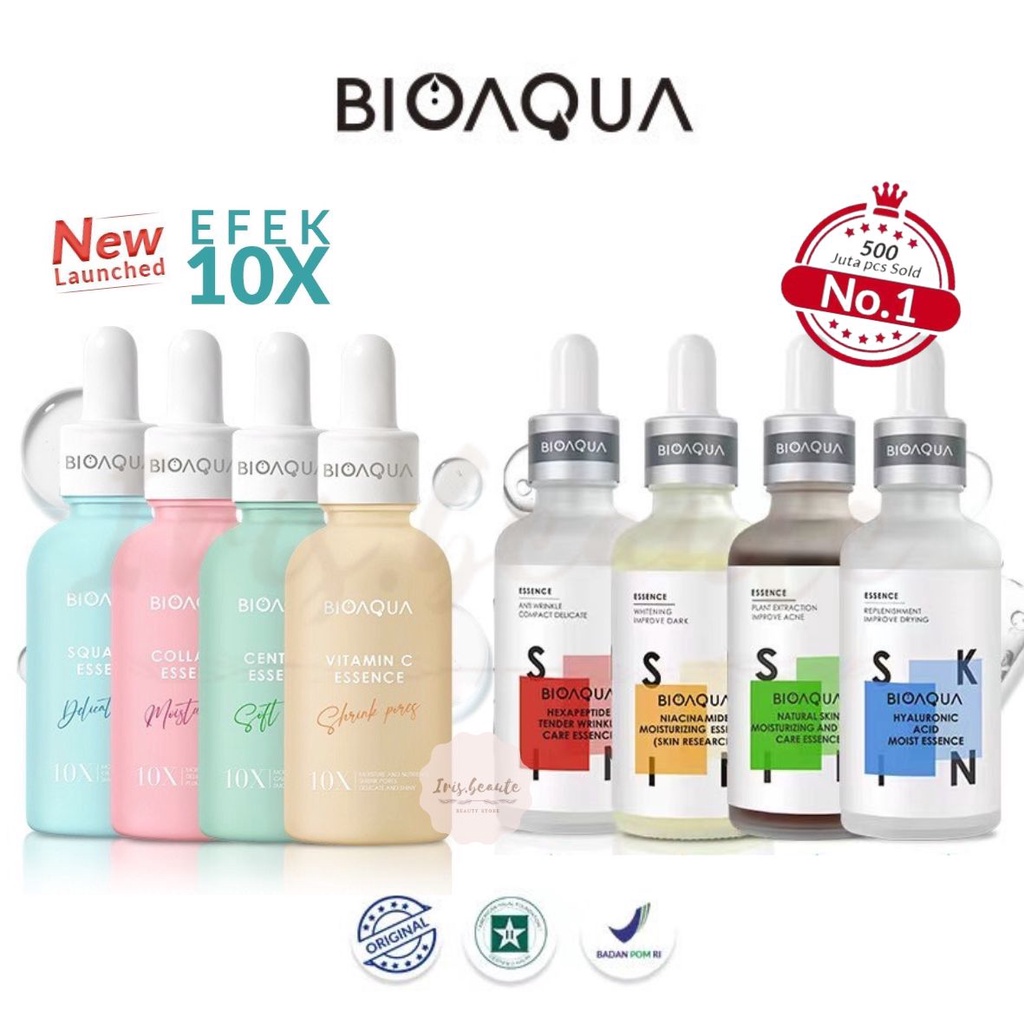 BIOAQUA Efek 10X Serum Series Vitamin C / Centella / Collagen / Squalane / Bioaqua Essence Serum Niacinamide Moisturizing / Acne Care / Hexapeptide Wrinkle Care / Hyaluronic Acid Moist