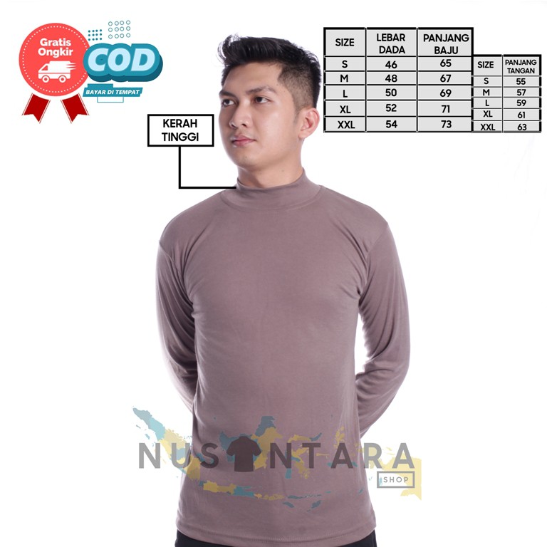 Security Polisi Satpam Kaos Polos Tangan Panjang Kerah Tinggi Warna Coklat Kaos Satpam Security