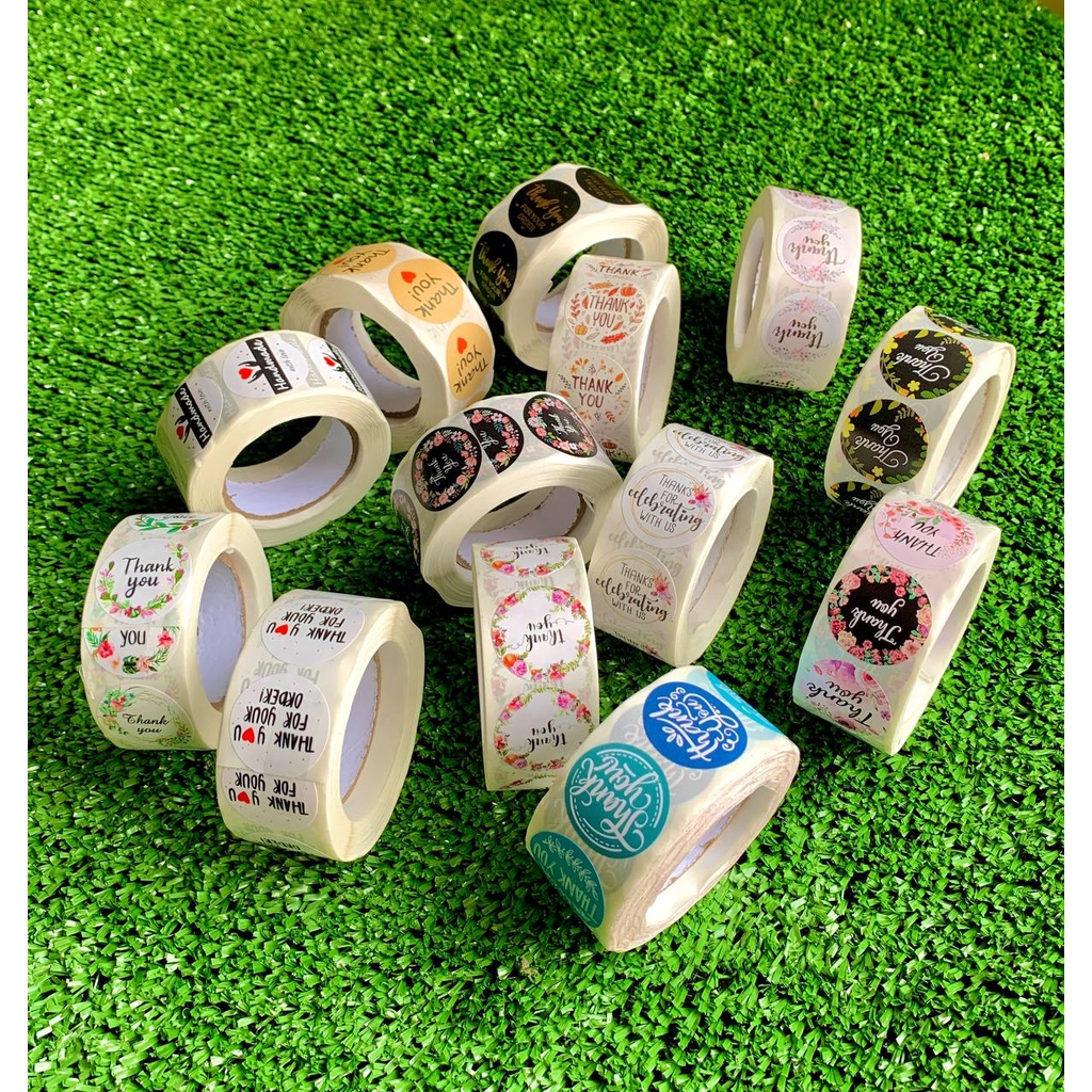 

Sticker Thankyou 500 Pcs Label Stiker 2,5 cm Terimakasih Handmade untuk Segel Kemasan Amplop Souvernir
