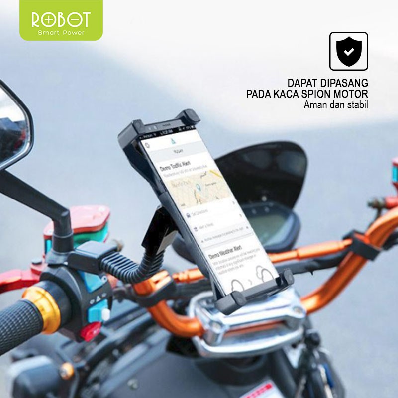 ROBOT RT-MH02 Phone Stand Car Holder Motor Holder - Garansi Resmi 1 Tahun