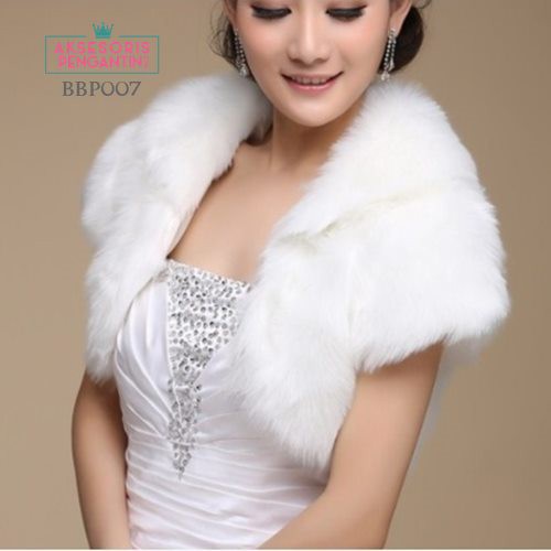 [READY STOCK] BOLERO BULU LENGAN PENDEK AKSESORIS PENGANTIN CARDIGAN PESTA BBP007