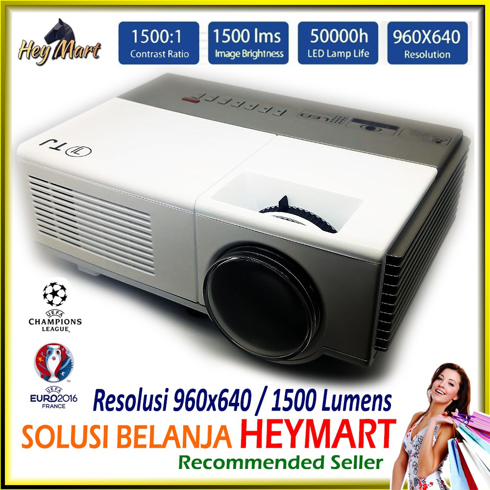 Mini LED 600D Projector Infocus 1500 Lumens TV Proyektor Infokus Nobar Bola VS UC46 Cheerlux C6