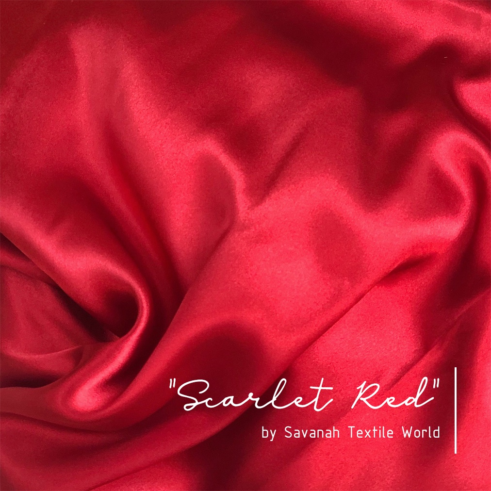 1/2 meter Kain Satin Silk Maxmara/ Sateen Sutra PREMIUM luxury-Scarlet Red