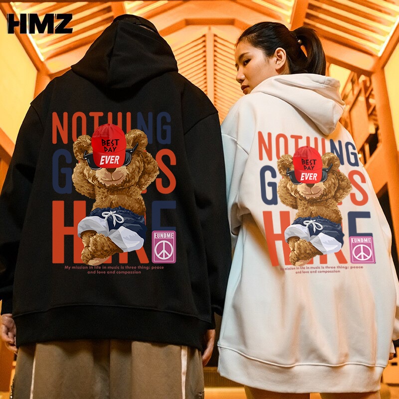 Hoodie CN sweater crewneck cople Nothing Bear Pria wanita Jaket Switer Motif Simple Kekinian Jaket H