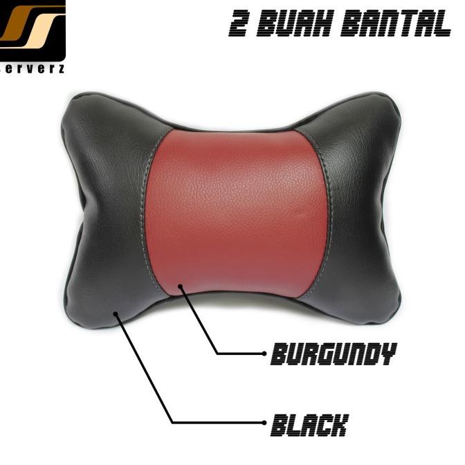 Bantal Mobil / Bantal Leher Kulit Sintetis Warna Hitam - Maroon