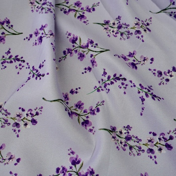 Kain Katun Jepang Bunga Motif Tokai Senko 709 - FLANEL (Per 0,5 meter) - Ungu Muda