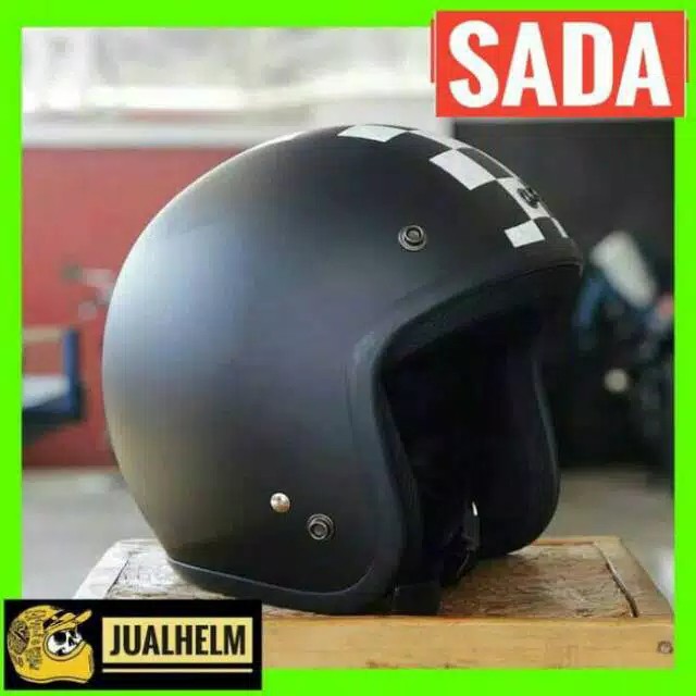 Helm Retro SADA Checkered ( Helm Classic / Helm Klasik / Helm Bogo / Helm Vespa )