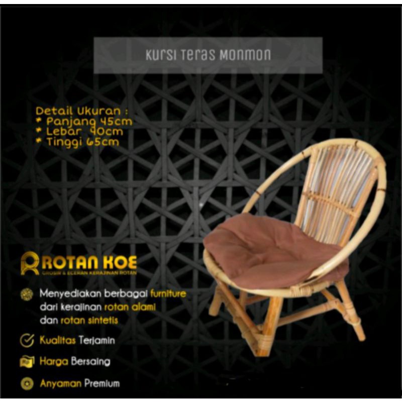 KURSI SANTAI MINI KURSI TERAS MONMON ROTAN ASLI KLASIK - MEJA