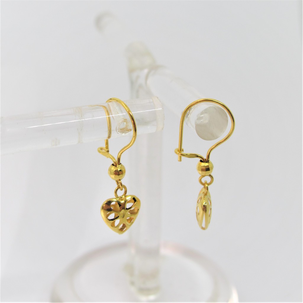 anting anak dan dewasa emas asli kadar 700 70% 16k 22 love hati kado gold gantung panjang giwang kerabu hooks dewasa
